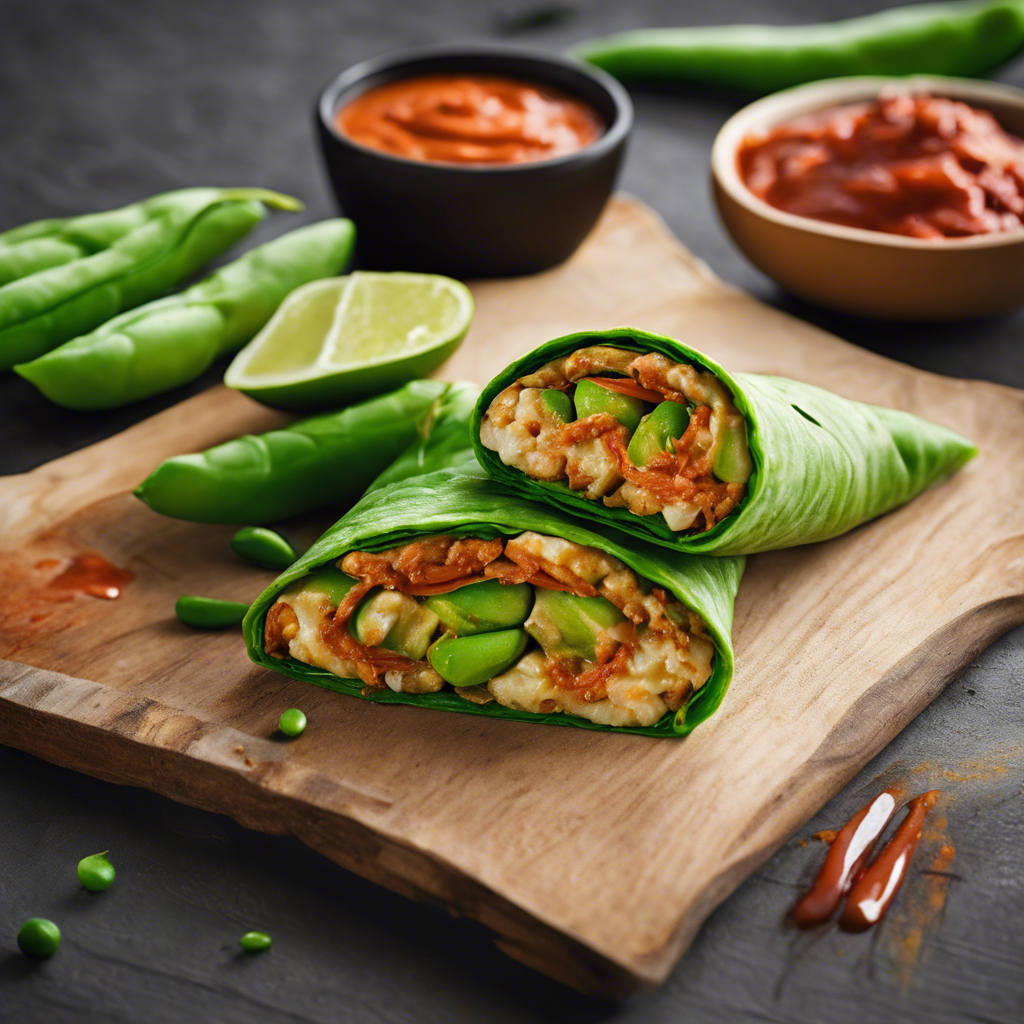 Spicy Edamame Hummus Wrap with Sriracha Drizzle